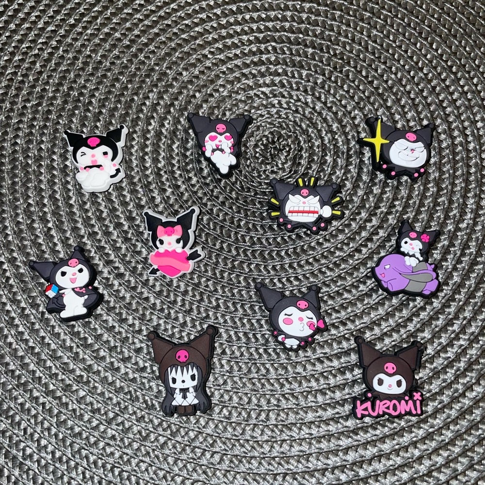 10pc Kuromi Sanrio Croc Charms.